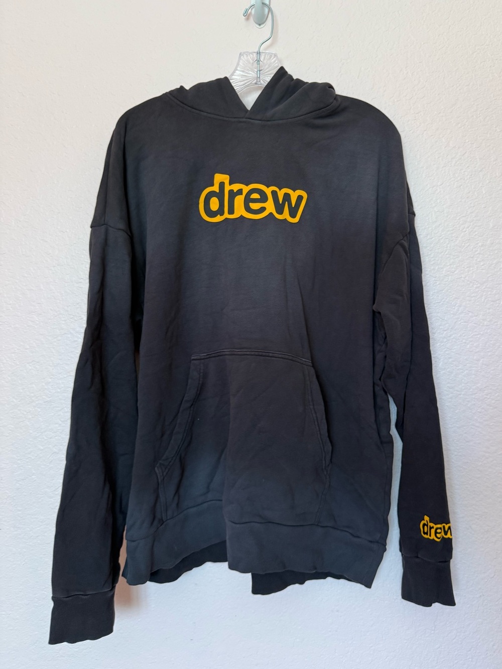 drew house Black Hoodie with Yellow Logo